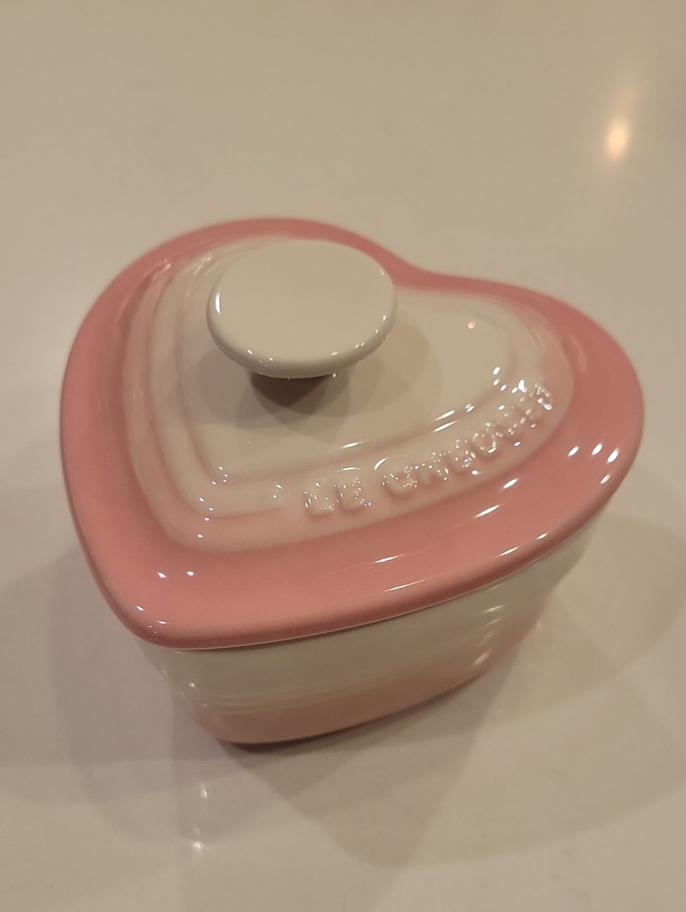 Le Creuset Large Powder Pink Heart Cocotte